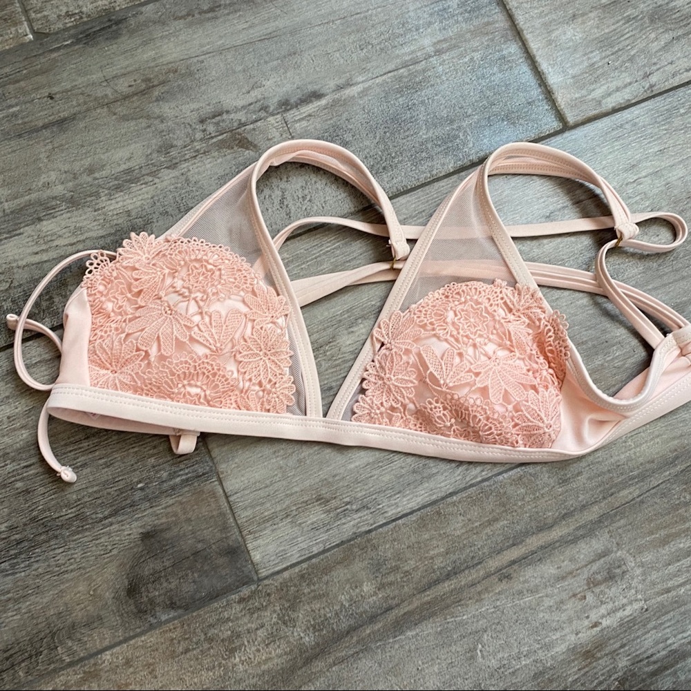 BABY PINK FLORAL BIKINI SWIM SUIT TOP